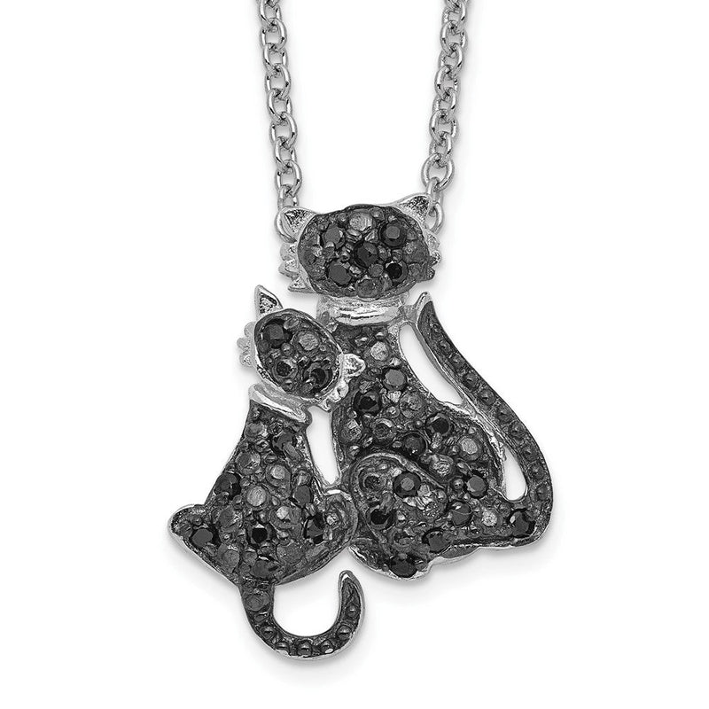 Sterlingsilber Cheryl M Rhodiniert mit Schwarz Rhodium Akzente Brillant-cut Zirkonia Cats 18 Zoll Halskette