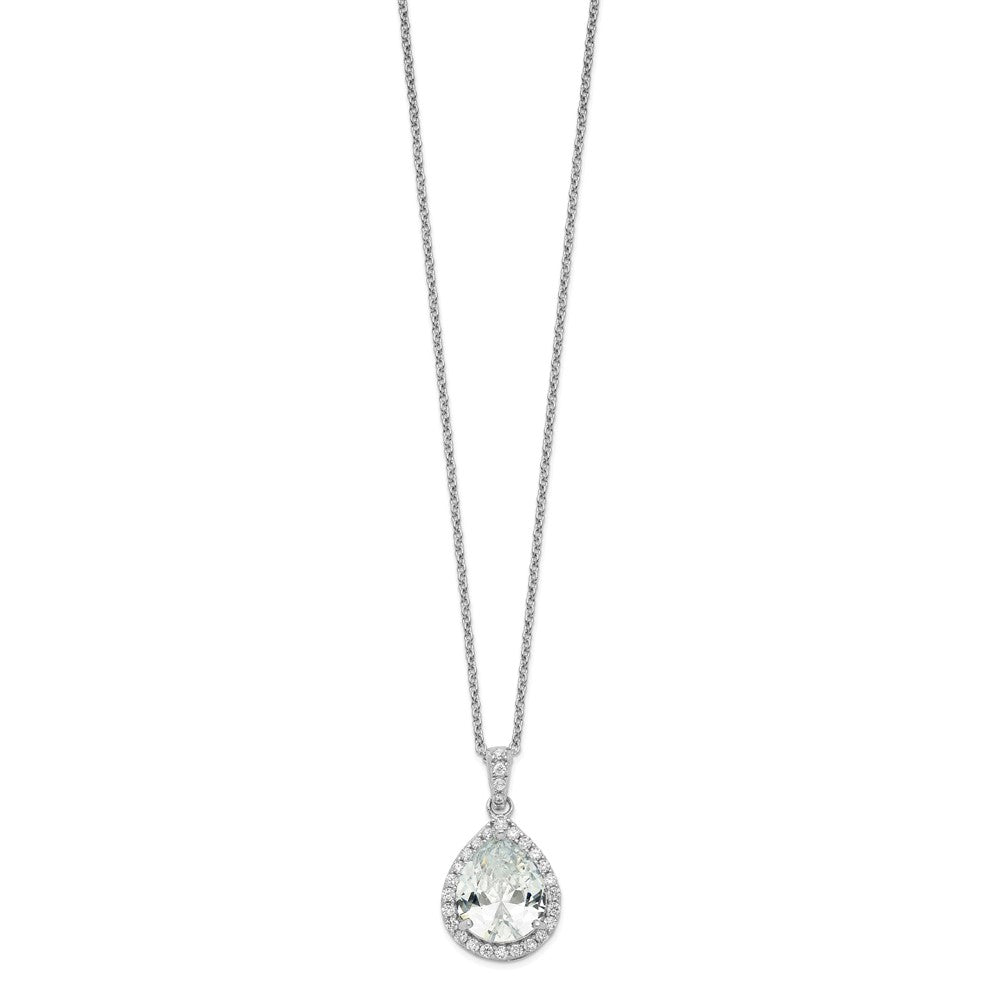 Sterlingsilber Cheryl M Rhodiniert Brillant-cut Tropfen Zirkonia Heiligenschein 18 Zoll Halskette