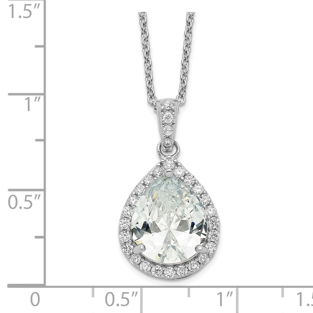 Sterlingsilber Cheryl M Rhodiniert Brillant-cut Tropfen Zirkonia Heiligenschein 18 Zoll Halskette