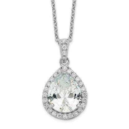 Sterlingsilber Cheryl M Rhodiniert Brillant-cut Tropfen Zirkonia Heiligenschein 18 Zoll Halskette