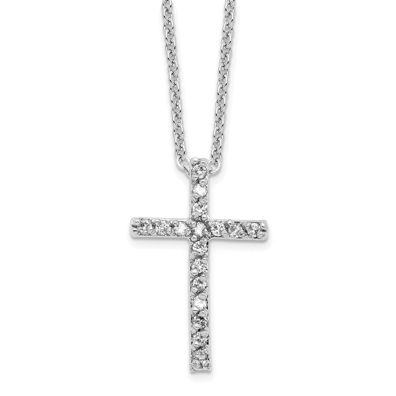 Sterlingsilber Cheryl M Rhodiniert Brillant-cut Zirkonia Kreuz 18 Zoll Halskette