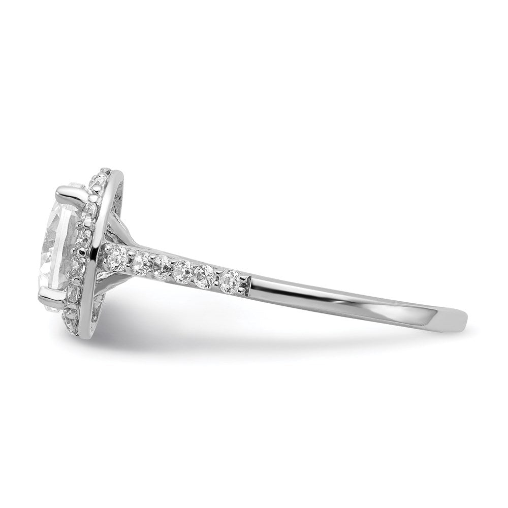 Sterlingsilber Cheryl M Rhodiniert Brillant-cut Zirkonia Rund Heiligenschein mit Seite Steine Ring