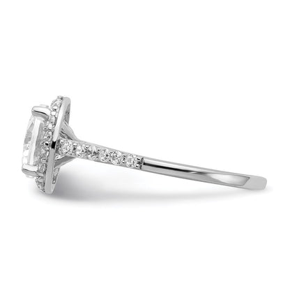 Sterlingsilber Cheryl M Rhodiniert Brillant-cut Zirkonia Rund Heiligenschein mit Seite Steine Ring