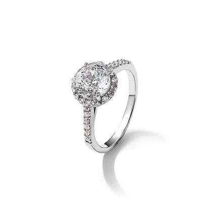 Sterlingsilber Cheryl M Rhodiniert Brillant-cut Zirkonia Rund Heiligenschein mit Seite Steine Ring