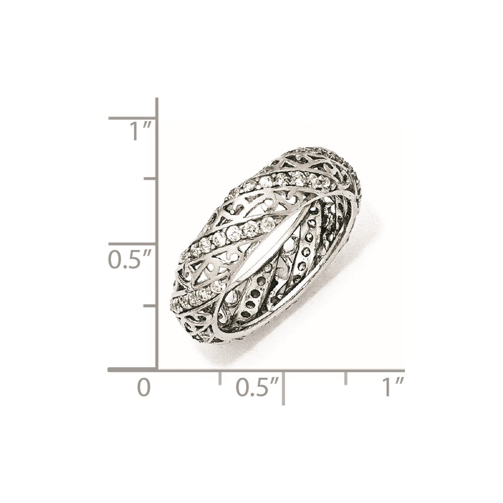 Sterlingsilber Zirkonia Lines & Swirls Ring