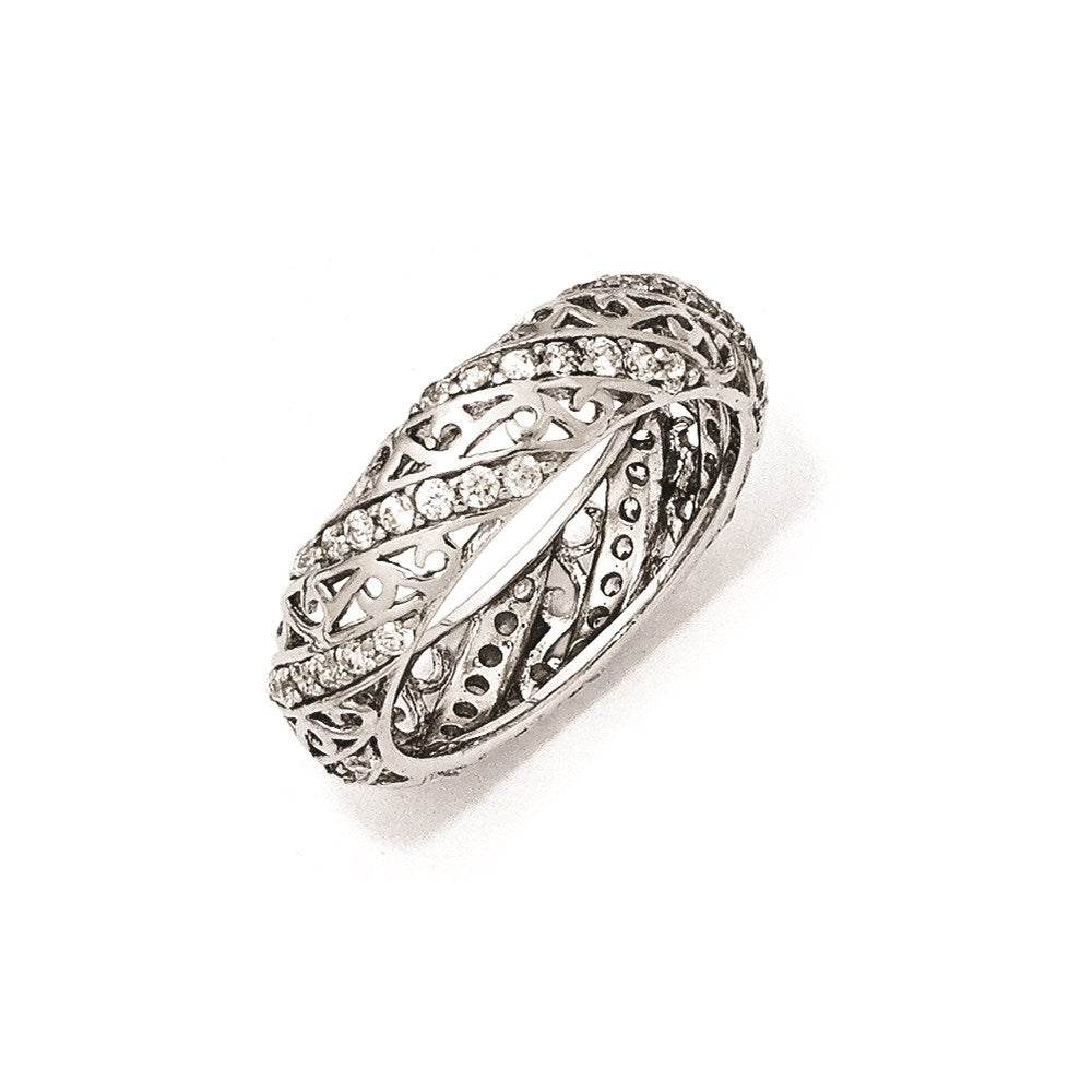 Sterlingsilber Zirkonia Lines & Swirls Ring
