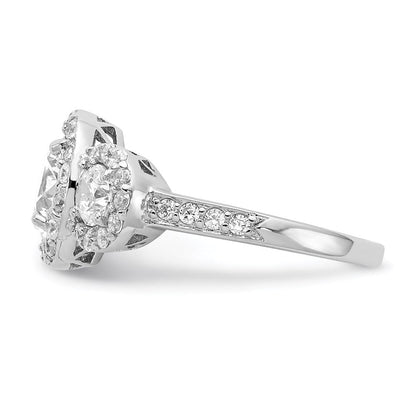 Sterlingsilber Cheryl M Rhodiniert Brillant-cut Zirkonia Dreistein Heiligenschein Ring