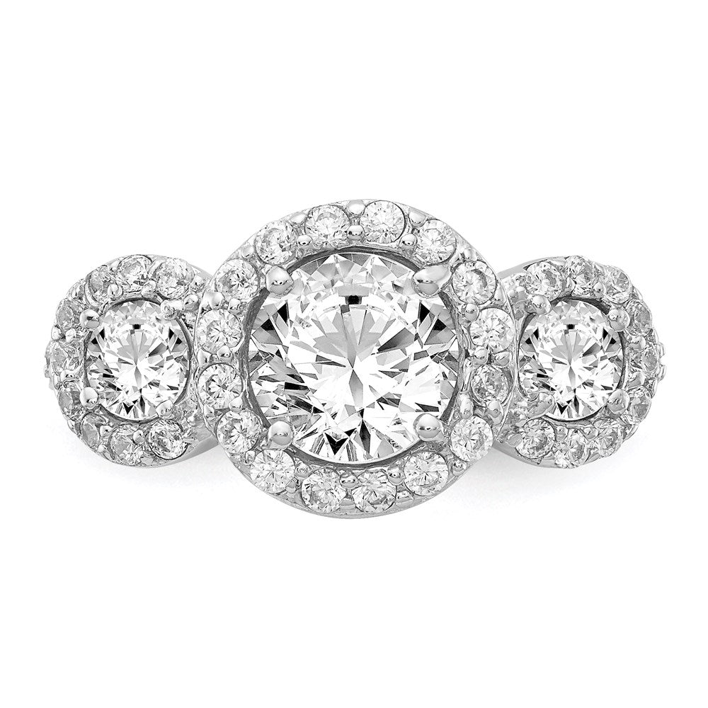 Sterlingsilber Cheryl M Rhodiniert Brillant-cut Zirkonia Dreistein Heiligenschein Ring