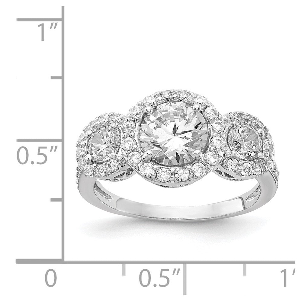 Sterlingsilber Cheryl M Rhodiniert Brillant-cut Zirkonia Dreistein Heiligenschein Ring