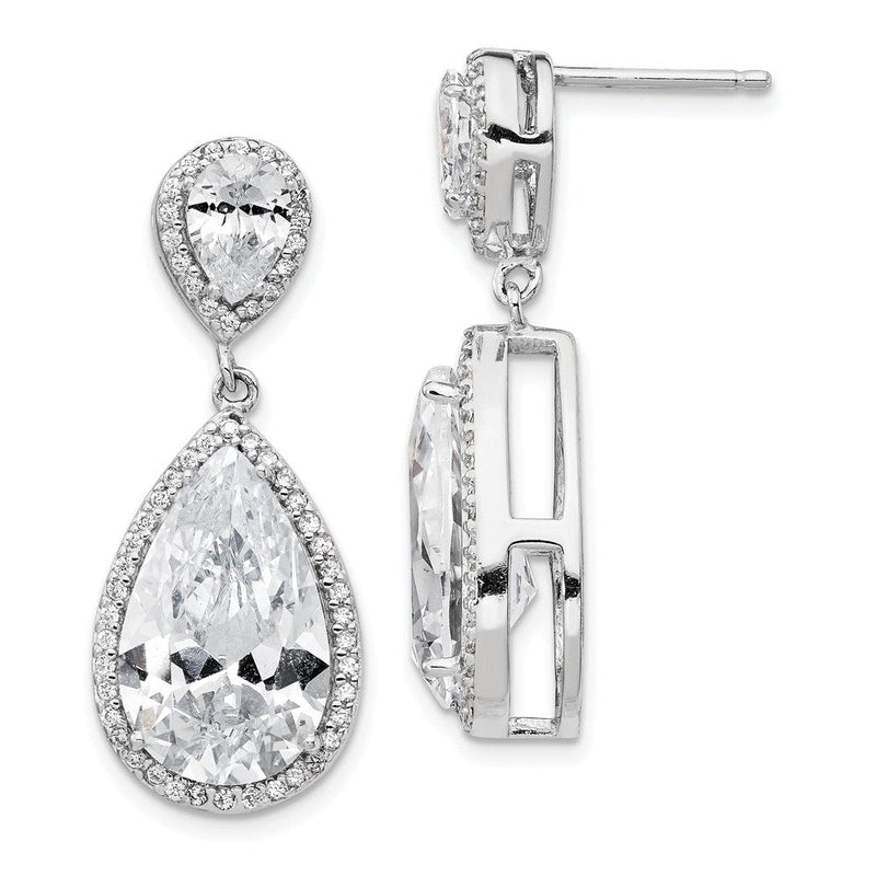 Sterlingsilber Cheryl M Rhodiniert Fantasie Brillant-cut Tropfen Geformt Zirkonia Stecker Ohrhänger
