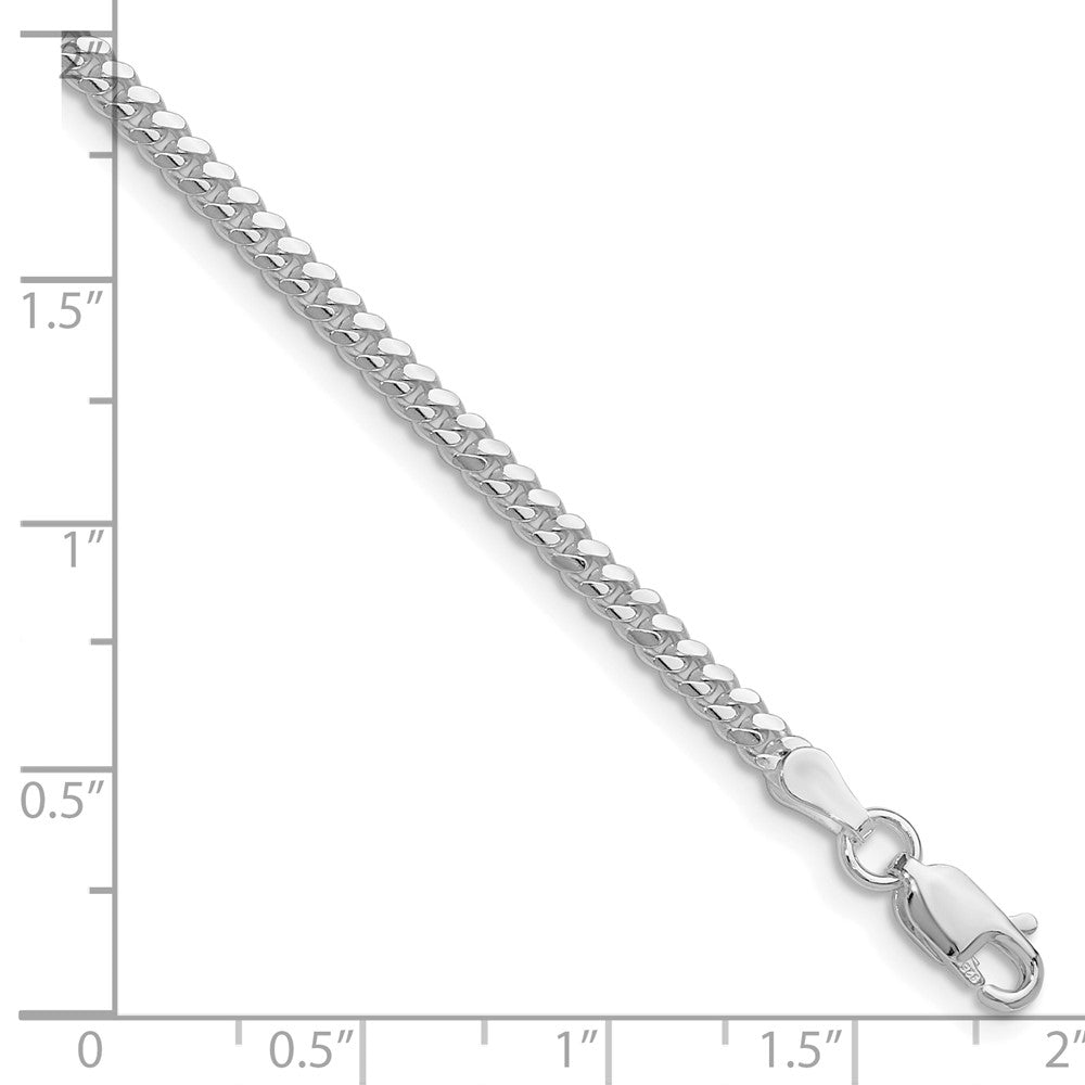 Sterlingsilber Rhodiniert Poliert 2.9mm Gewölbt Panzer Kette