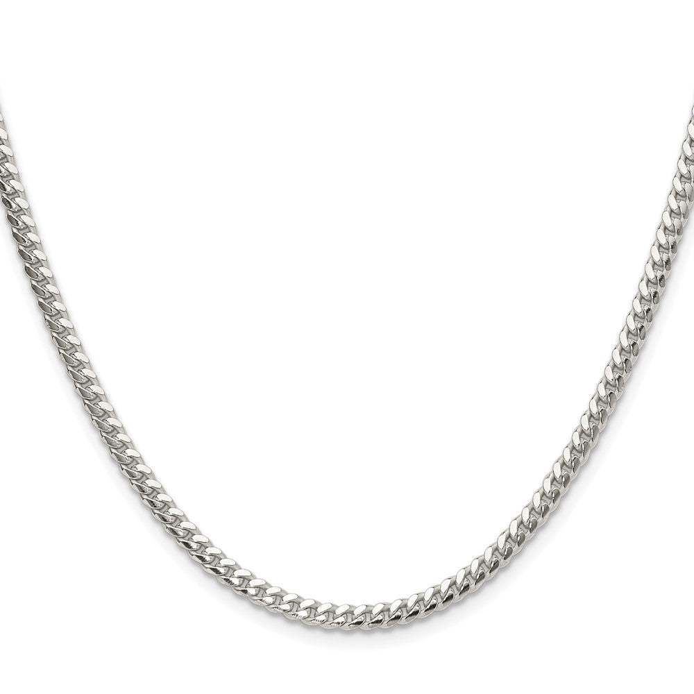 Sterlingsilber Rhodiniert Poliert 3.4mm Gewölbt Panzer Kette