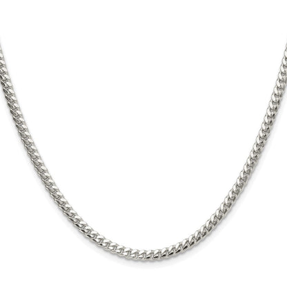 Sterlingsilber Rhodiniert Poliert 3.4mm Gewölbt Panzer Kette