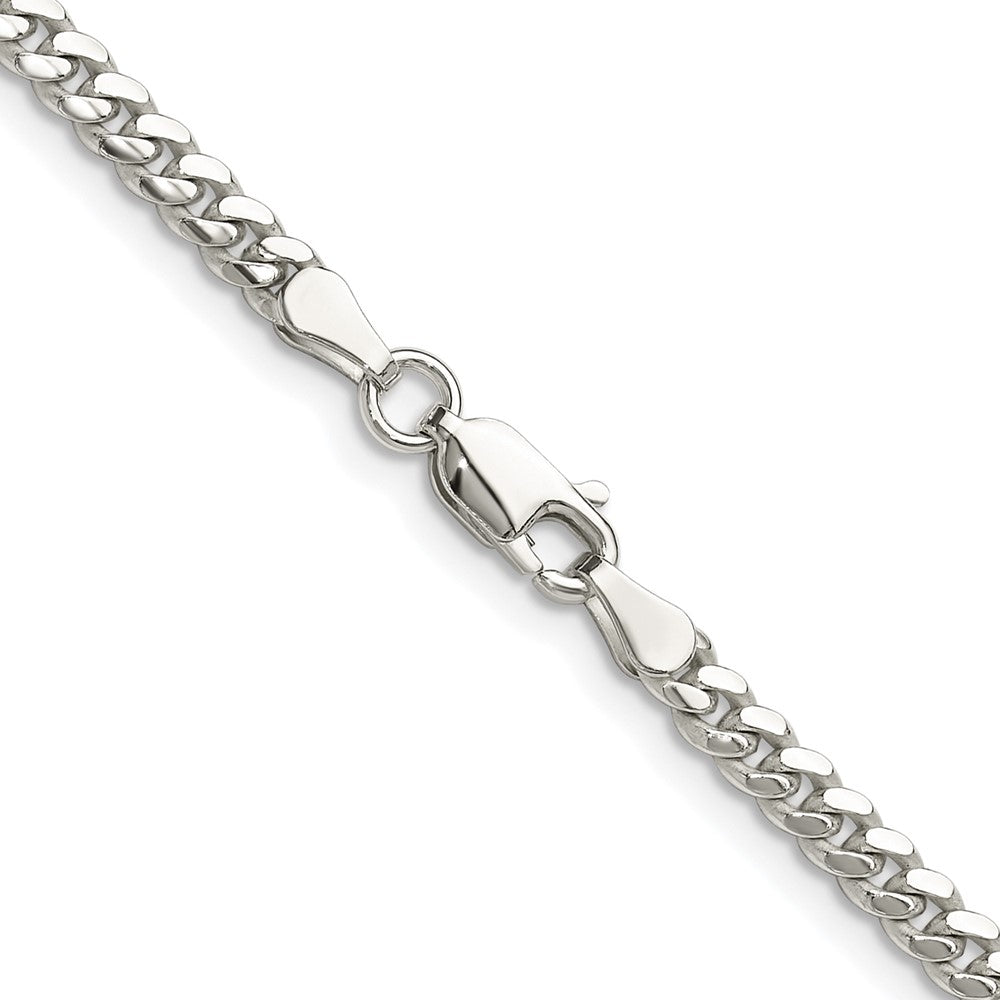 Sterlingsilber Rhodiniert Poliert 3.4mm Gewölbt Panzer Kette