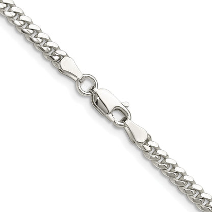 Sterlingsilber Rhodiniert Poliert 3.4mm Gewölbt Panzer Kette