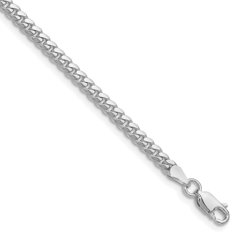 Sterlingsilber Rhodiniert Poliert 3.4mm Gewölbt Panzer Kette