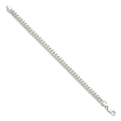 Sterlingsilber 6.4mm Poliert Gewölbt Panzer Gliederarmband