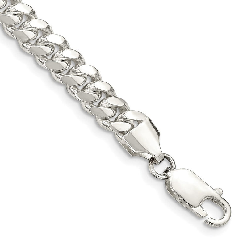 Sterlingsilber 6.4mm Poliert Gewölbt Panzer Gliederarmband