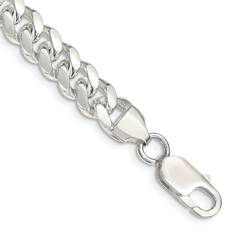 Sterlingsilber 7.8mm Poliert Gewölbt Panzer Gliederarmband