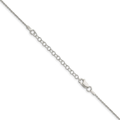 Sterlingsilber 1.2mm Diamantiert Kordel Kette mit 2 Zoll Verlängerung. Halskette