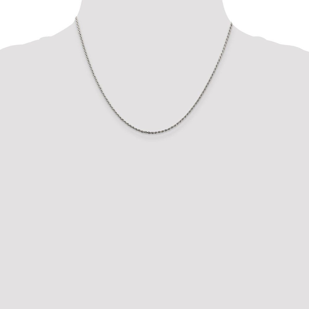 Sterlingsilber 1.5mm Diamantiert Kordel Kette mit 2 Zoll Verlängerung. Halskette