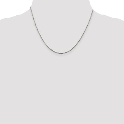 Sterlingsilber 1.5mm Diamantiert Kordel Kette mit 2 Zoll Verlängerung. Halskette