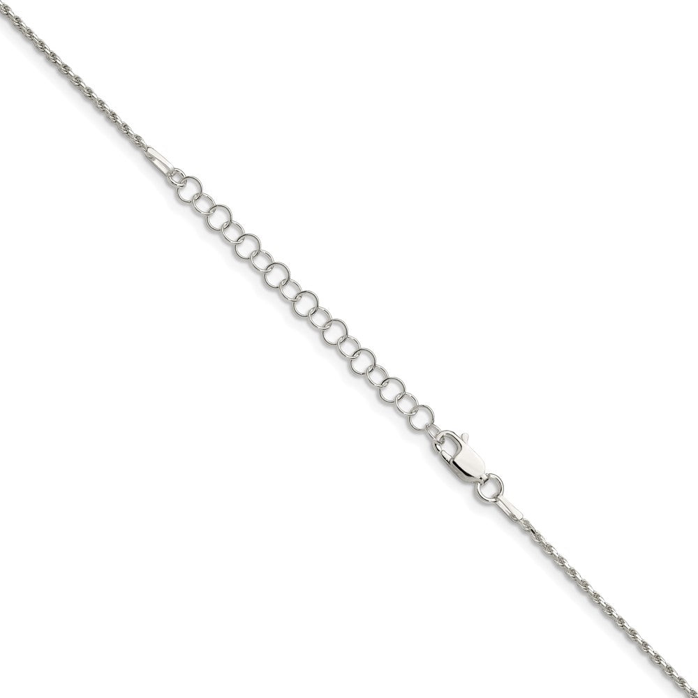 Sterlingsilber 1.5mm Diamantiert Kordel Kette mit 2 Zoll Verlängerung. Halskette