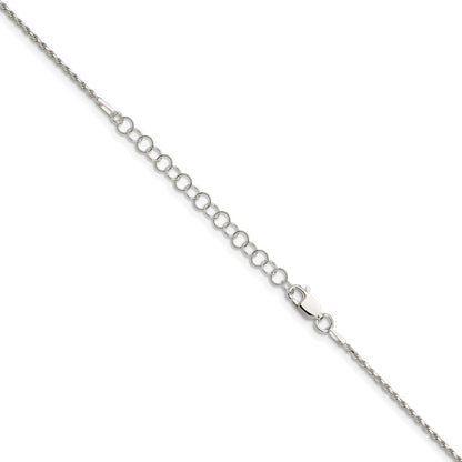 Sterlingsilber 1.5mm Diamantiert Kordel Kette mit 2 Zoll Verlängerung. Halskette