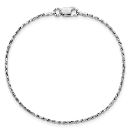7 Zoll Sterlingsilber Rhodiniert 1.5mm Diamantiert Kordel Gliederarmband