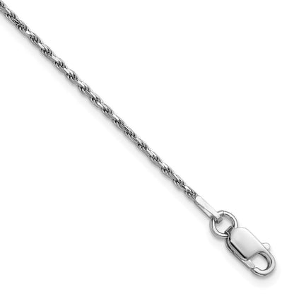Sterlingsilber Rhodiniert 1.5mm Diamantiert Kordel Kette Fußkettchen