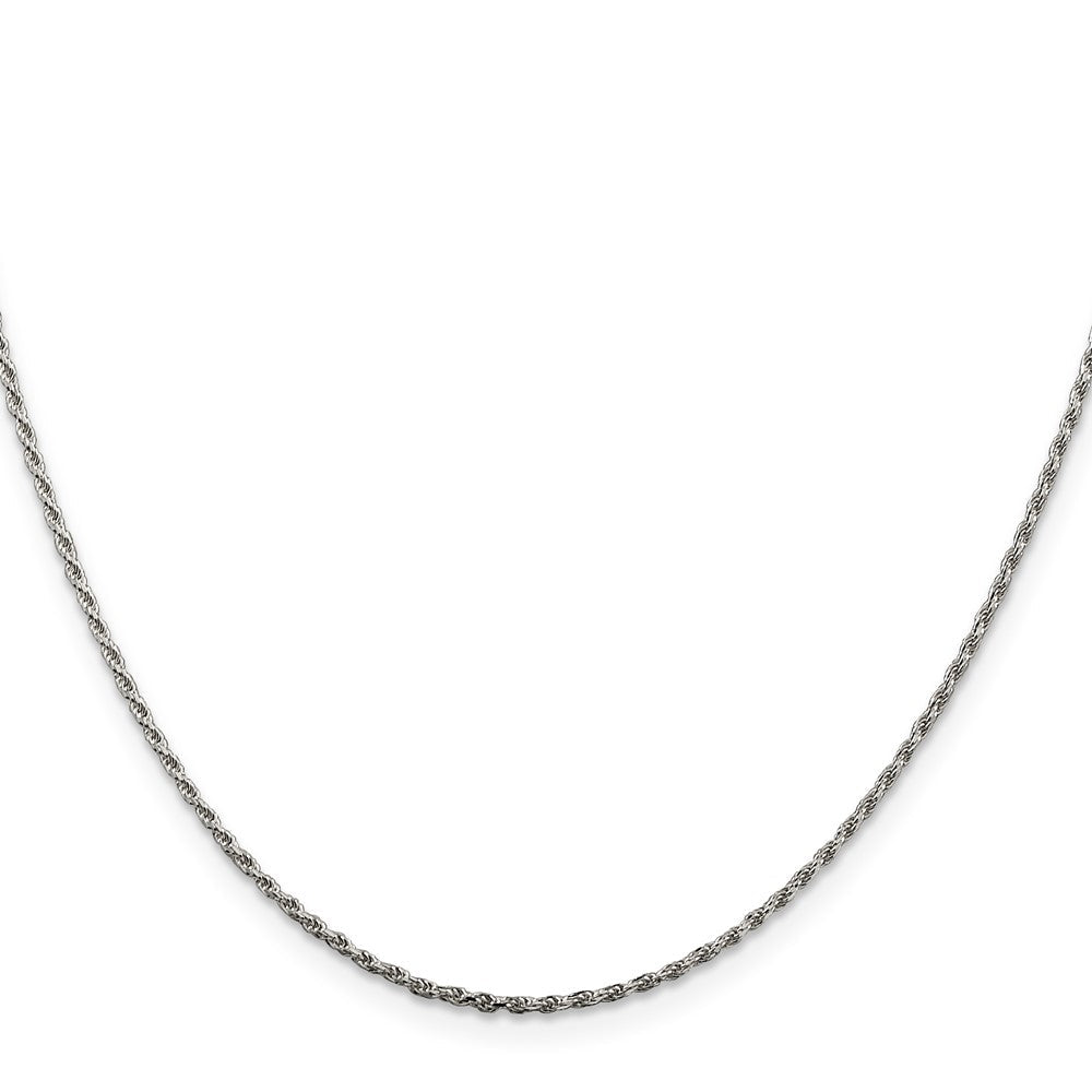 Sterlingsilber Rhodiniert 1.5mm Diamantiert Kordel Kette mit 2 Zoll Verlängerung. Halskette
