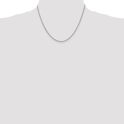 Sterlingsilber 1.7mm Diamantiert Kordel Kette mit 2 Zoll Verlängerung. Halskette