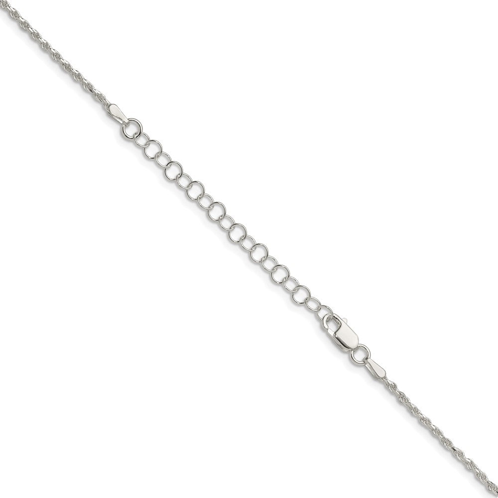 Sterlingsilber 1.7mm Diamantiert Kordel Kette mit 2 Zoll Verlängerung. Halskette