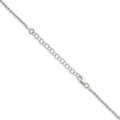 Sterlingsilber 1.7mm Diamantiert Kordel Kette mit 2 Zoll Verlängerung. Halskette