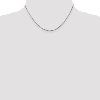 Sterlingsilber Rhodiniert 1.7mm Diamantiert Kordel Halskette