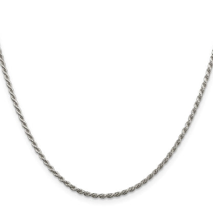 Sterlingsilber 1.85mm Diamantiert Kordel Kette mit 2 Zoll Verlängerung. Halskette