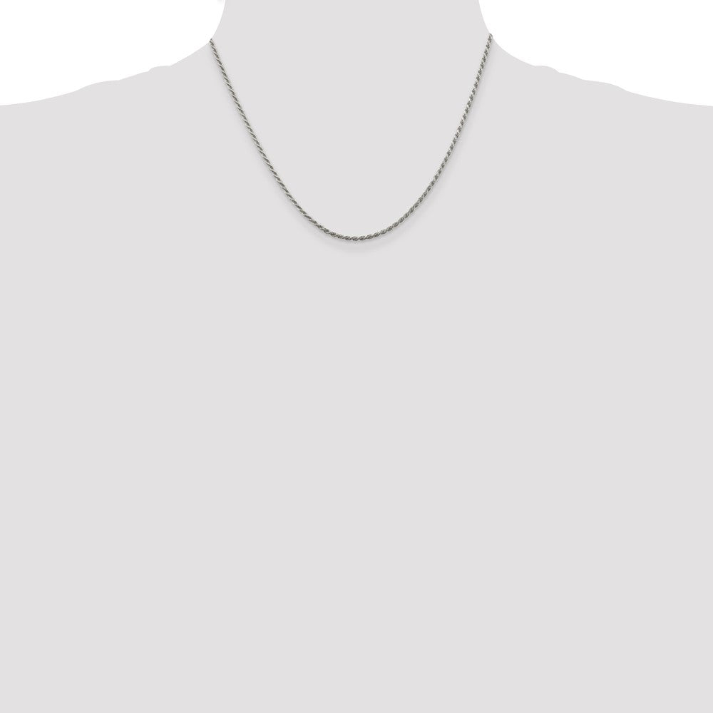 Sterlingsilber 1.85mm Diamantiert Kordel Kette mit 2 Zoll Verlängerung. Halskette