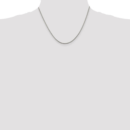 Sterlingsilber 1.85mm Diamantiert Kordel Kette mit 2 Zoll Verlängerung. Halskette