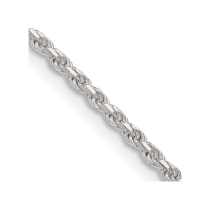 Sterlingsilber 1.85mm Diamantiert Kordel Kette mit 2 Zoll Verlängerung. Halskette