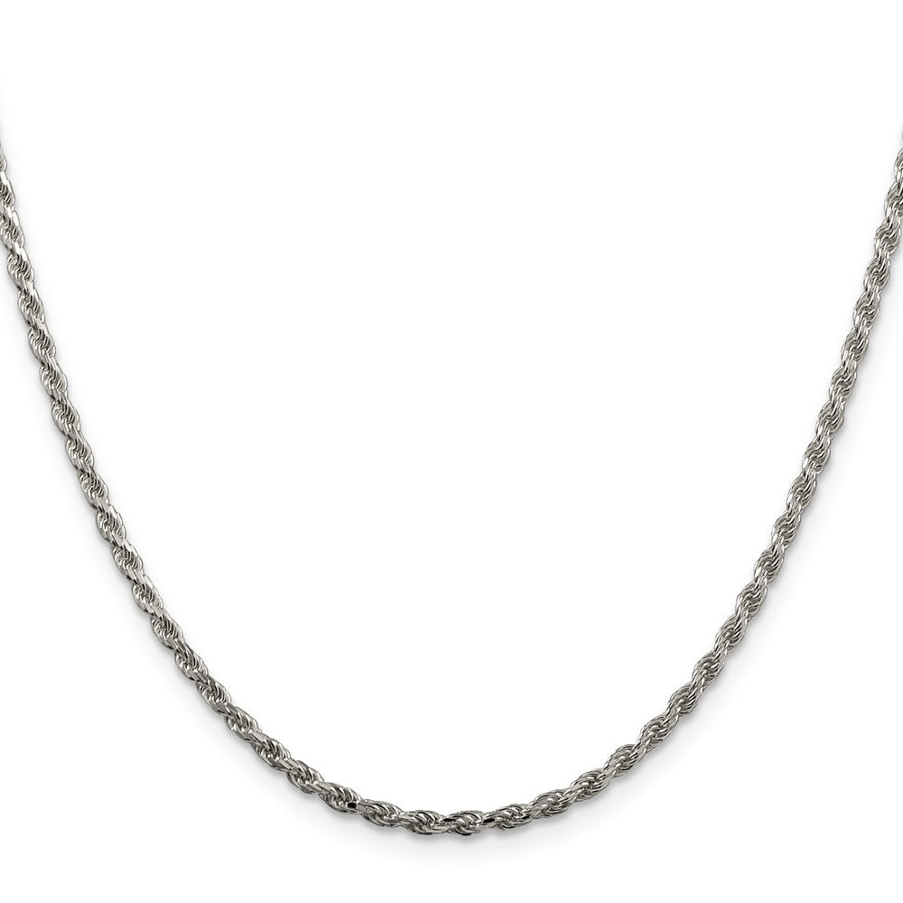 Sterlingsilber 2.25mm Diamantiert Kordel Kette mit 2 Zoll Verlängerung. Halskette