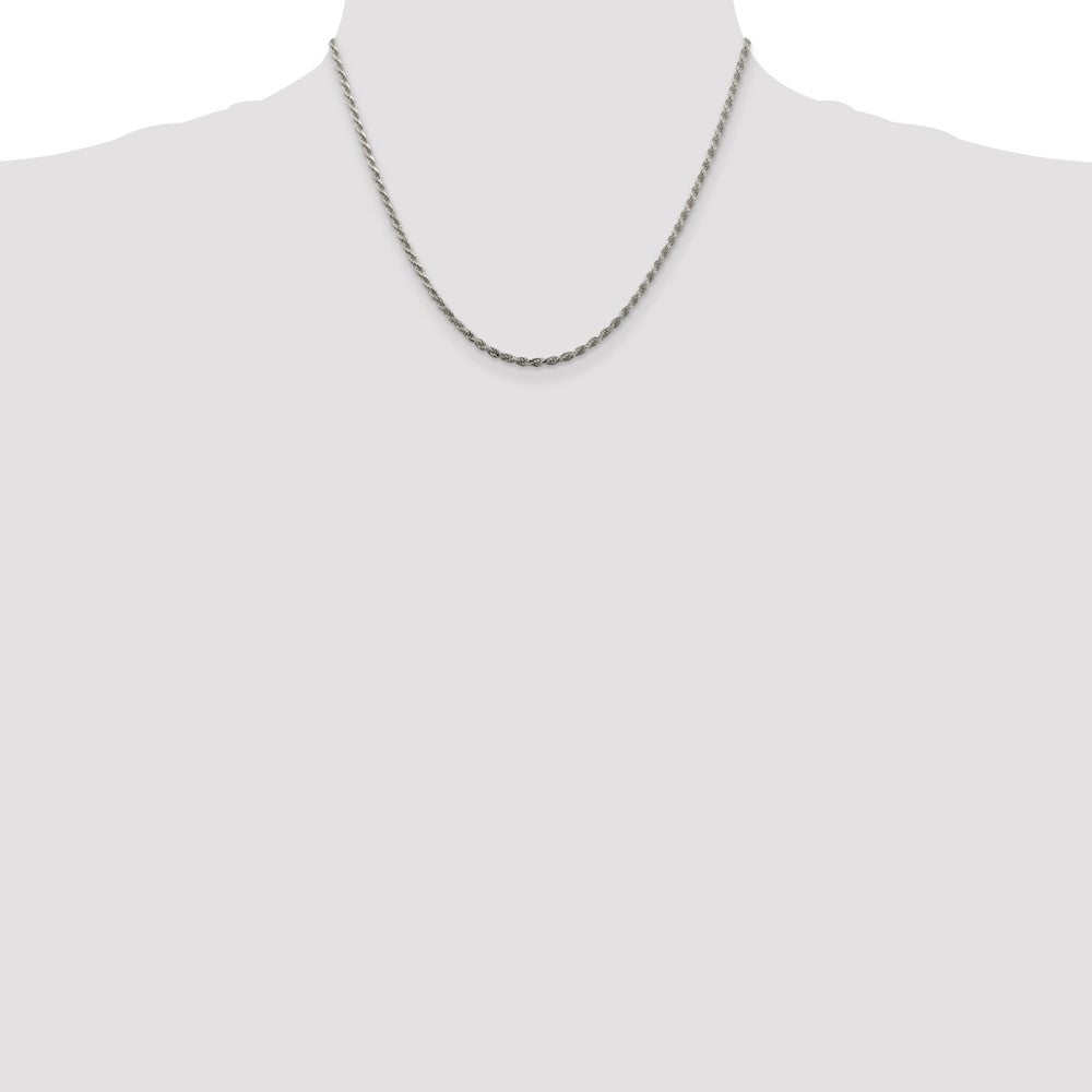 Sterlingsilber 2.25mm Diamantiert Kordel Kette mit 2 Zoll Verlängerung. Halskette