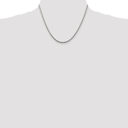 Sterlingsilber 2.25mm Diamantiert Kordel Kette mit 2 Zoll Verlängerung. Halskette