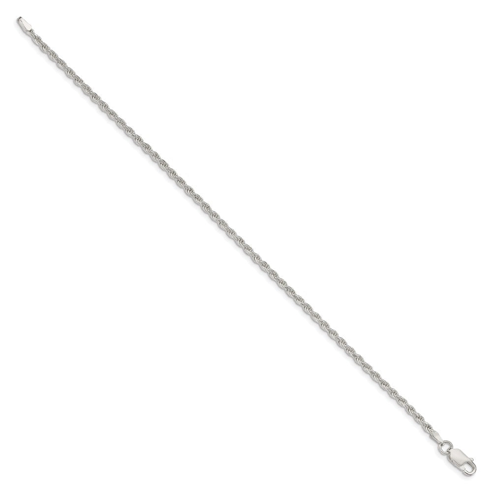 Sterlingsilber 2.25mm Diamantiert Kordel Kette Fußkettchen
