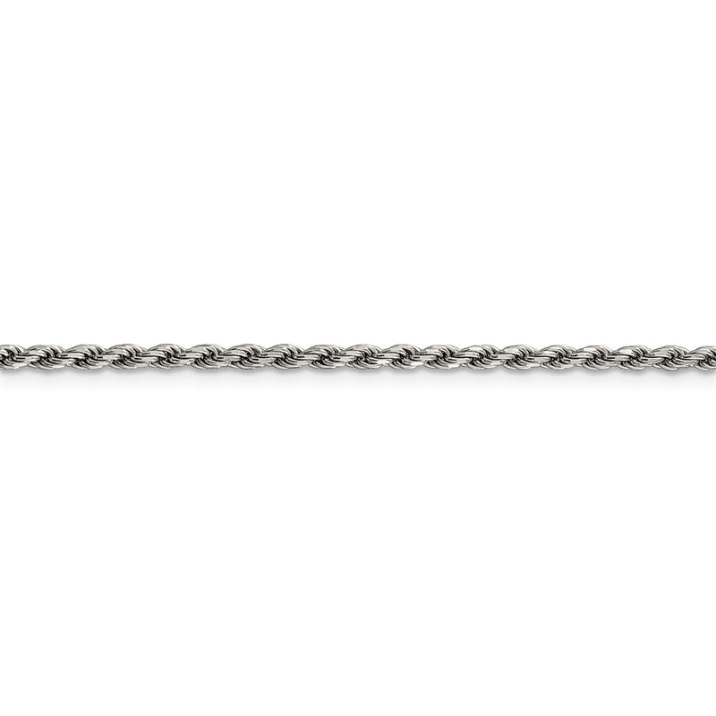 24 Zoll Sterlingsilber Rhodiniert 2.25mm Diamantiert Kordel Halskette