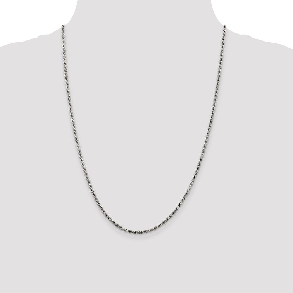 24 Zoll Sterlingsilber Rhodiniert 2.25mm Diamantiert Kordel Halskette