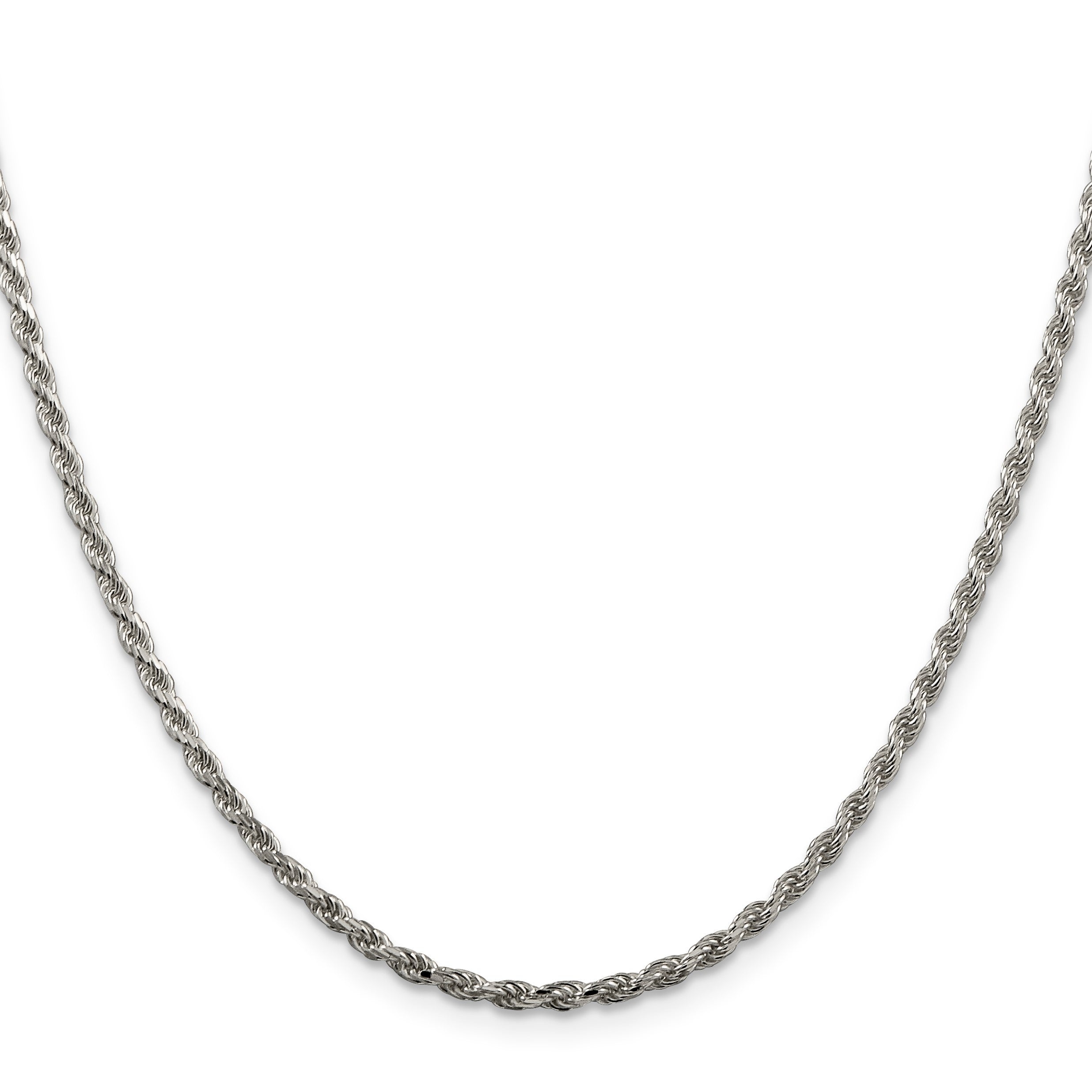 24 Zoll Sterlingsilber Rhodiniert 2.25mm Diamantiert Kordel Halskette