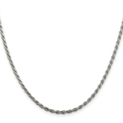 24 Zoll Sterlingsilber Rhodiniert 2.25mm Diamantiert Kordel Halskette