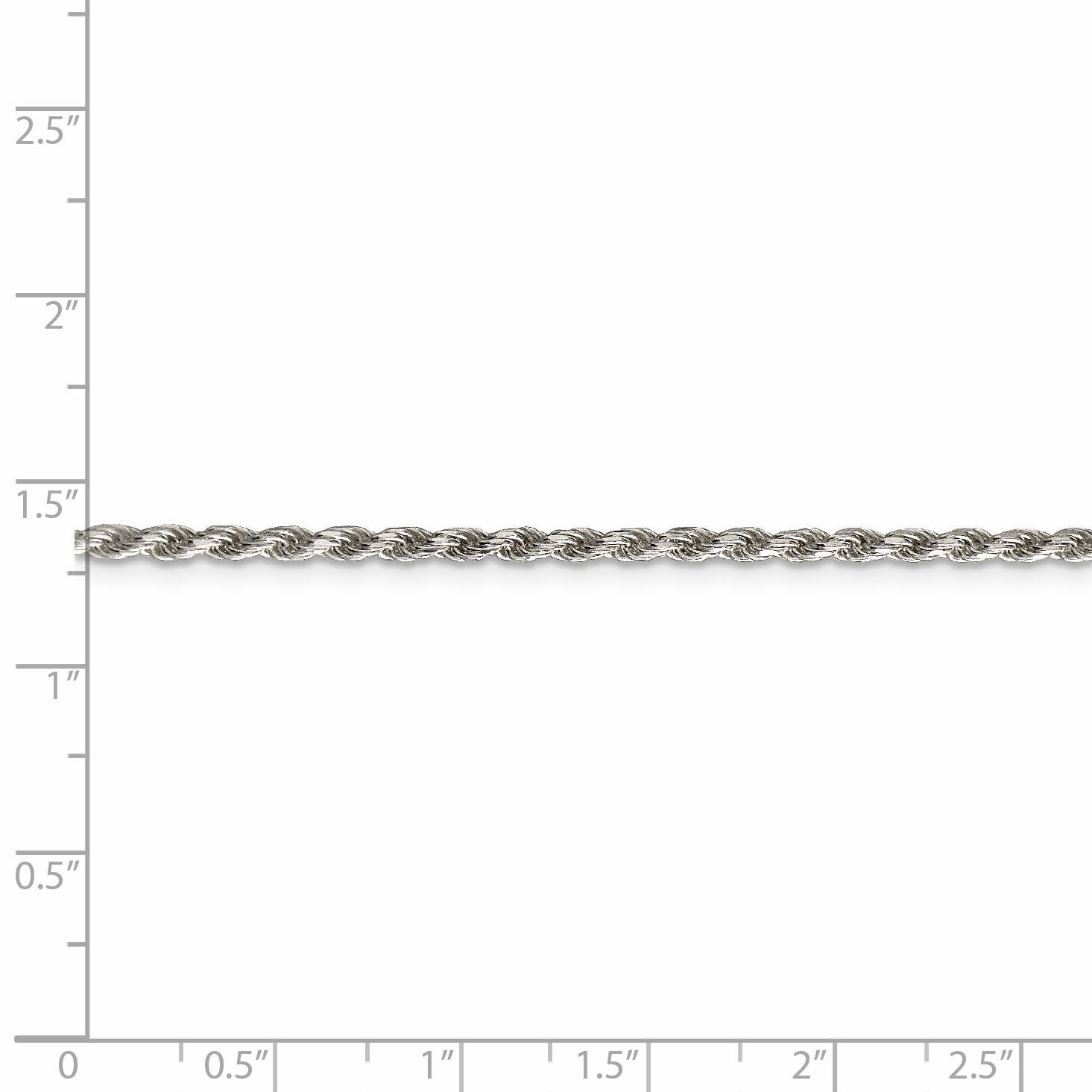 24 Zoll Sterlingsilber Rhodiniert 2.25mm Diamantiert Kordel Halskette