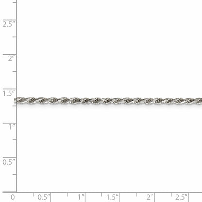 24 Zoll Sterlingsilber Rhodiniert 2.25mm Diamantiert Kordel Halskette