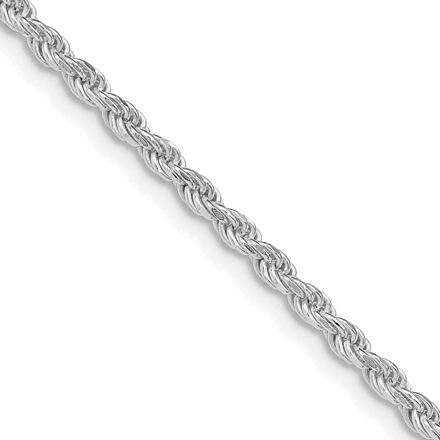 24 Zoll Sterlingsilber Rhodiniert 2.25mm Diamantiert Kordel Halskette